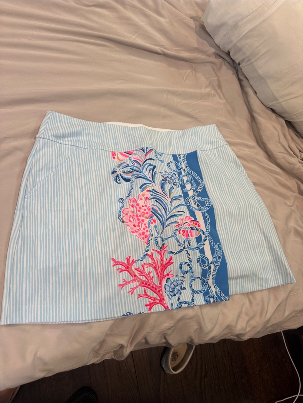 Lilly Pulitzer Blue and Pink Striped Coral Print Skort